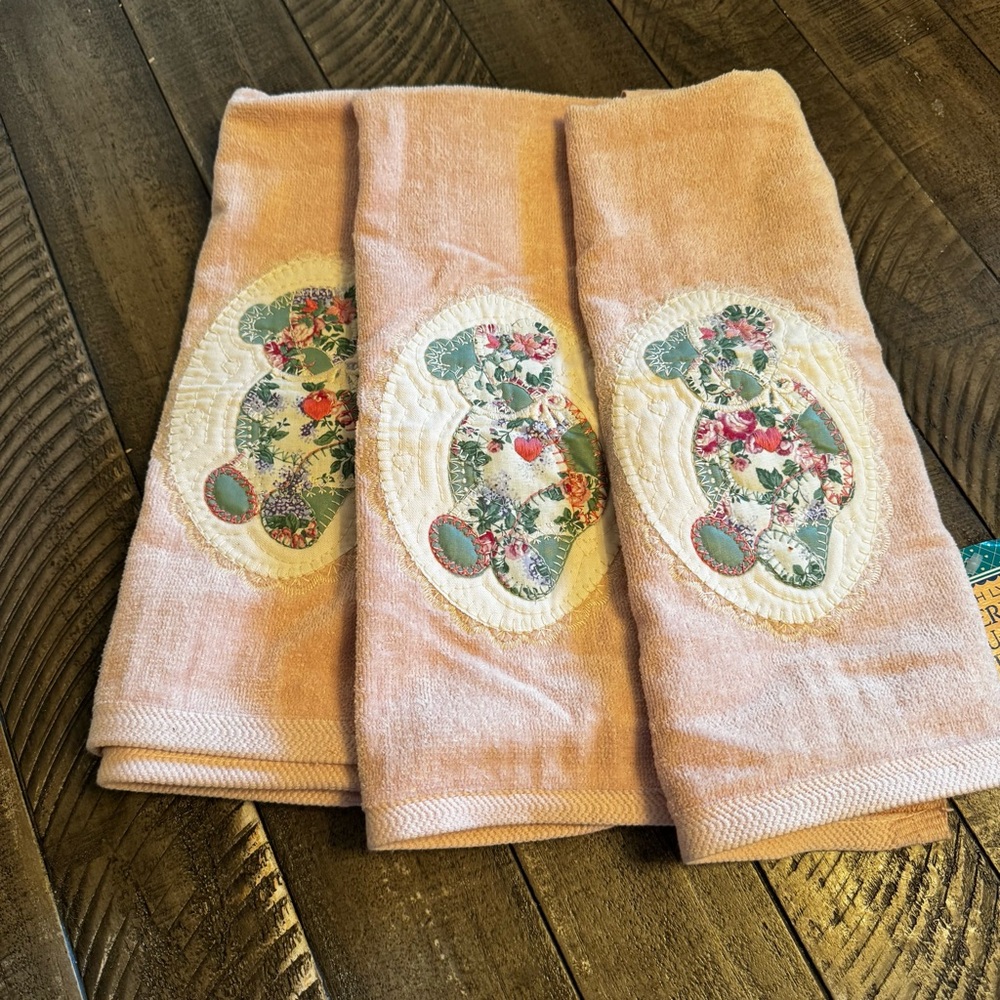 Vintage Sarah Lynn's American Country Inns Towels Bears Applique Set Of 3 New